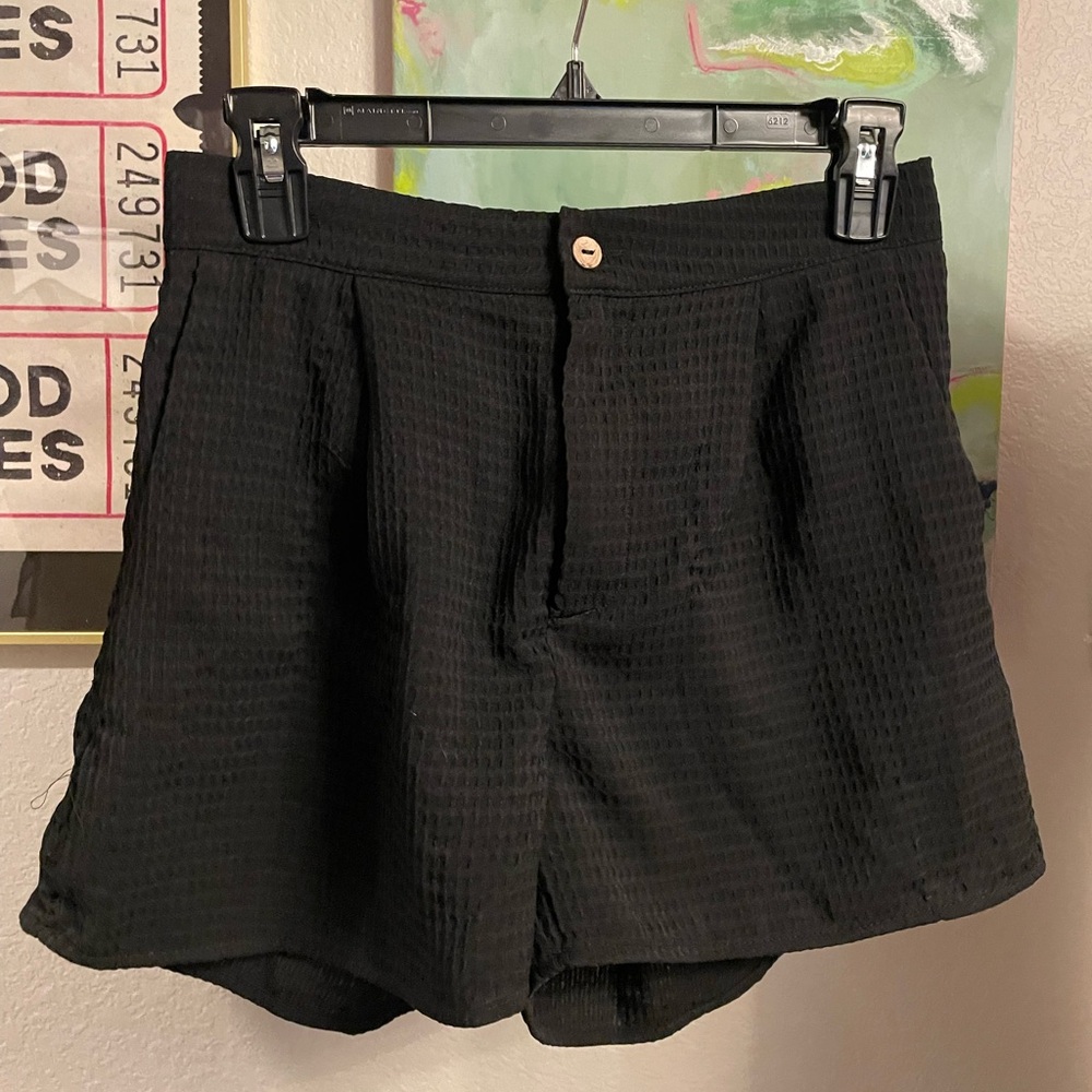 Black Textured Women's Shorts